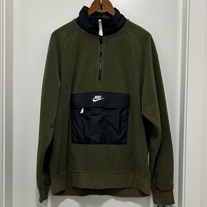 Nike Dark Green Half-Zip with Black Pocket